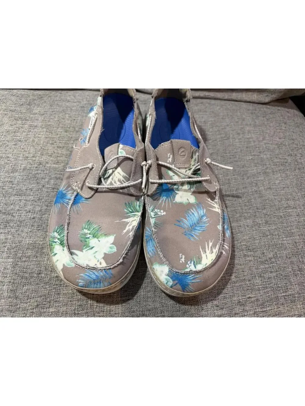 Clarks Higley Tie Sneakers Mens Size 10.5 Sand Floral Beige Boat Shoes